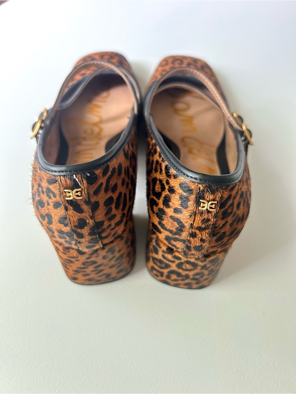 Sam Edelman Sarah Leopard Print Calf Hair Mary Jane Block Heels Size 8.5 - Picture 6 of 11